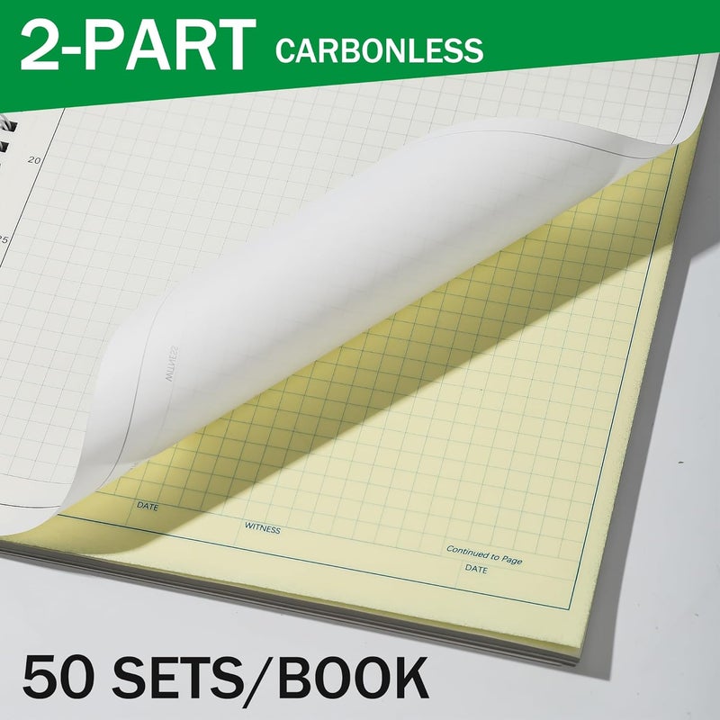 Varpotle Carbonless Lab Notebook - 50 Carbonless Sets(8.5'' X 11''), Carbon Copy Science Notebook with Scientific Grid Pages for Chemistry & Engineering, Students & Researchers, Wire-O Binding (1, Black) - Image 2